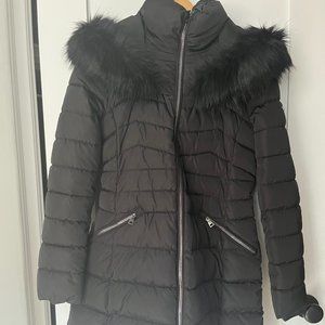 Faux Fur Trim Hooded Puffer Jacket Laundry by Shelli Segal